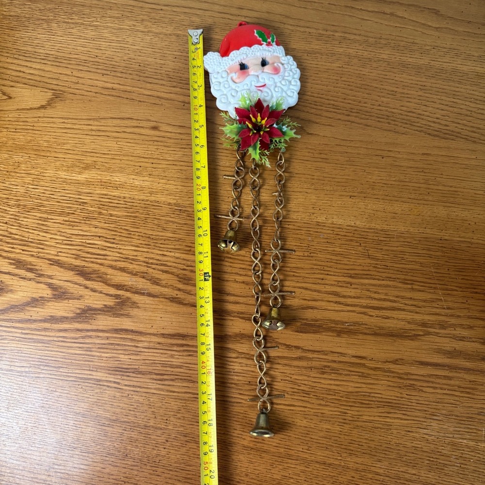 Vintage Santa Claus Bell Hanger Chain Christmas Decor Made in Hong Kong - Picture 2 of 8